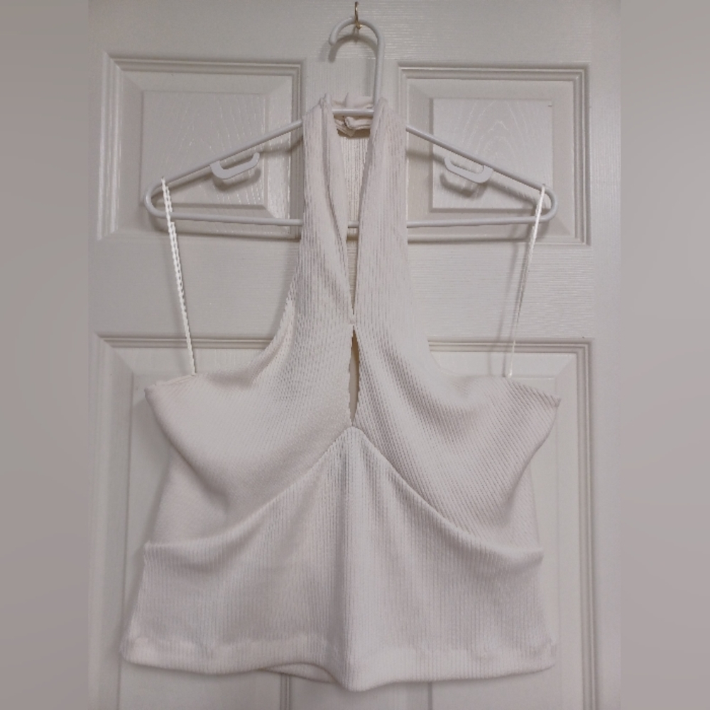 Banana Republic Winter White (Off White) Ribbed Halter Top